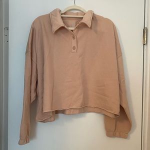 NWT Aerie Cropped Sweatshirt with Color and Buttons